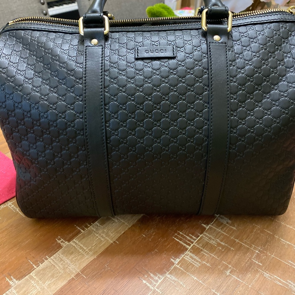 Gucci Boston Guccissima Black Leather